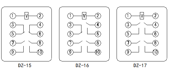 DZ-10系列中间继电器接线图