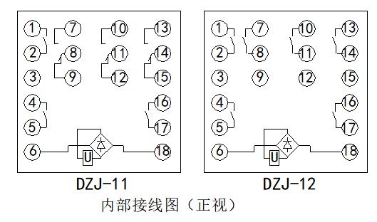 DZJ-10系列交流中间继电器接线图